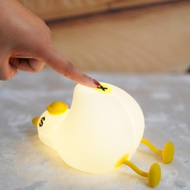 GWALSNTH LED Lying Rich Duck Tapping Lamp, 3 Level Dimmable Nursery Nightlight,Silicone Cute Duck Night Light,Rechargeable Bedside Touch Lamp for Bedroom Breastfeeding