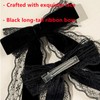 YiXjiuBP 2 Pcs Black Lace Hair Bow Clip Coquette Bow