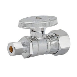Eastman 10753LF 1/4-Turn Brass Straight Stop Valve with Brass Ball Mechanism, 5/8-inch OD Compression Inlet (1/2-Inch Nom.) x 1/4-inch OD Compression Outlet, Chrome Plated