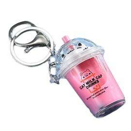 Cat Bubble Tea Pendant Cartoon Milk Tea Pendant Key Chain Fashionable Acrylic Keychain Jewellery for Backpacks and Phone
