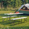 SEGAWE Folding Table Set w/2 Benches 6FT Camping Picnic Table