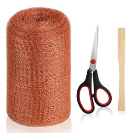 Copper Mesh Rodent Control, Rustproof Copper Mesh Roll with Scissors & Packing Tool, DIY Hole Filler for Rodent Control, Hole Blocking Gardening DIY Projects Mice Snail Defense Kit (5 in x 50 ft)