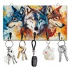 DELORIGIN Wolf Key Holder Wall Mounted Wooden Keys Racks Storage