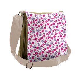 Lunarable Valentine Messenger Bag, Heart Shaped Candy Desing, Unisex Cross-body