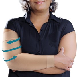 KEMFORD Compression Lymphedema Arm Sleeves for Women - 15-20 mmHg, 1 Pair, Beige, S/M - Medical Arm Brace for Swelling, Edema, Circulation