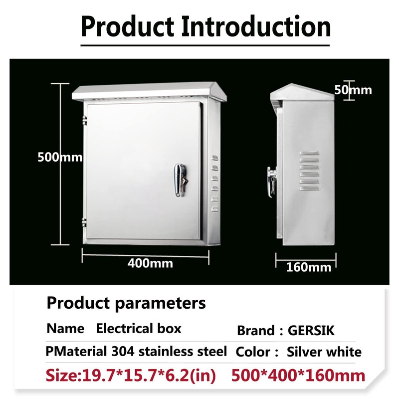 GERSIK 304 Outdoor Stainless Steel Electrical Box Enclosure, IP67 Waterproof