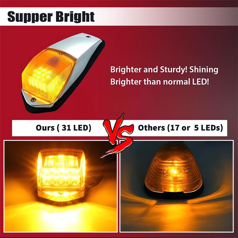 KOMAS 31LED Amber Cab Marker Light Waterproof Top Roof Running