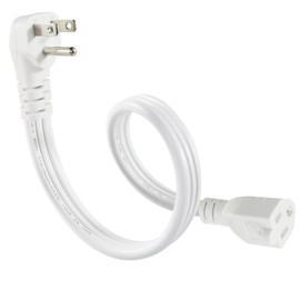 Heavy-Duty 14AWG Major Appliance Extension Cord - White 1FT Flat Thin Under Carpet Extension Cord with Flat Wall Plug,3 Prong Grounded Flat Low Profile Cord for Air Conditioner, Refrigerator