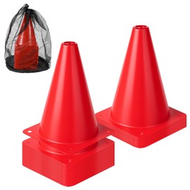 DIVINA VITAE 32Pcs Soccer Cones for Training, 7 Inch Sports Agility Cones Orange Plastic Traffic Cones with Mesh Drawstring Bag for Basketball Football Skating Drills Practice