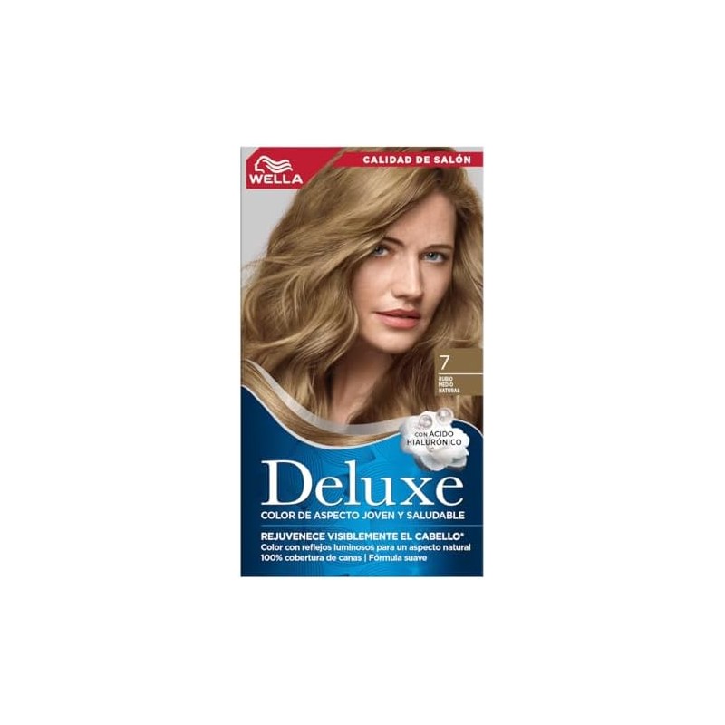 Wella Deluxe, Tinte Permanente 7 Rubio Medio Natural, 207 G