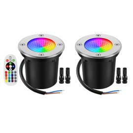 Unirence RGBW Warm White Low Voltage Landscape Lights 10W Color Adjustable LED Landscape Lighting IP67 Waterproof Outdoor In-Ground Lights 12V-24V Pathway Garden Deck Driveway Landscape Lights (2Pack)