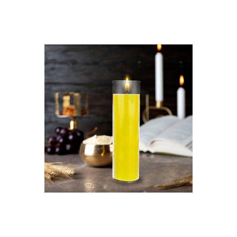 Mega Candles 1 pc Unscented Yellow 7 Day Glass Container