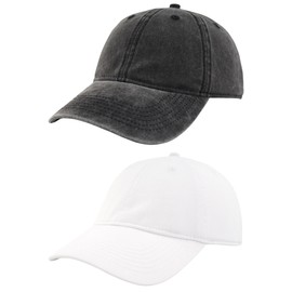 KFQHBQ Washed Cotton Unstructured Baseball Cap for Men Women Retro Classic Gift Golf Dad Hats Black/White