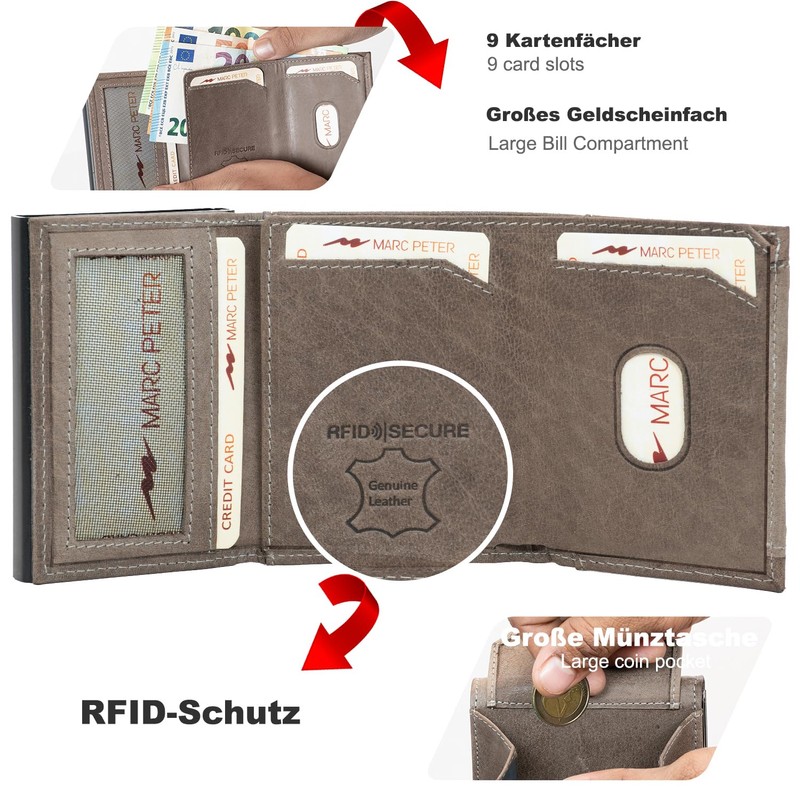 Marc Peter® Chicago Leather Push Air Slim Wallet - Airtag