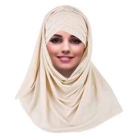 YOFASEN Slouchy Muslim Hat - Women Islamic Scarves Beautiful Hijab Beanie Hats Scarf Headscarf, beige, Unit size