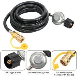 ATKKE 12ft Propane Hose Regulator/Quick Connect Hose for Mr. Heater Big Buddy Heater, Champion Portable Generator- 3/8inch Quick Connect x QCC1/Type 1 Tank Connection…