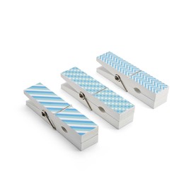 MELANNCO Oversize Clothespin Picture Frame, Blue/White, 3 Piece