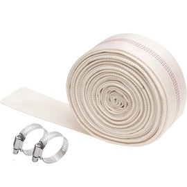 Eoiips 1.25 Inch x 65.6 Feet Length Swimming Pool Backwash Hose, PVC Lay-Flat Garden Hose Water Discharge Hose with Adjustable Hose Clamp for Patio Garden Lawn Irrigation & Swimming Pool