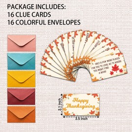 Thanksgiving Party Games - Fall Pumpkin Scavenger Treasure Hunt Clues Cards, Thanksgiving Party Supplies Decorations (12 Cards With Colourful Envelopes)-02