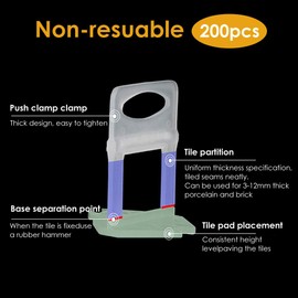 OGORI Tile Levelling Clips 1mm 200pcs (1mm Clips)