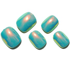 GLAMERMAID Press on Nails Extra Short Squoval, Christmas Handmade Soft Green Chrome Gel Glue on Nails, 24Pcs Glazed Donut Reusable UV Finish Fake Nails Acrylic False Nails Manicure Kits for Women