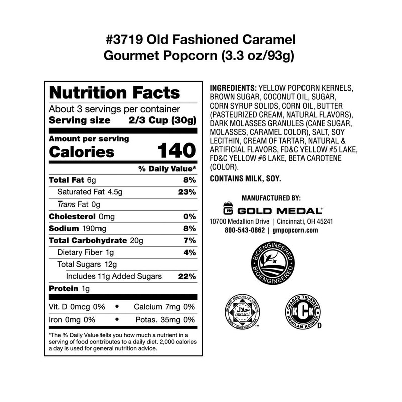 Gold Medal Old Fashioned Caramel Corn Gourmet Popcorn, 3.3 Ounce