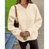 Okiwam Women's Oversized Sweaters Fall 2025 Long Sleeve V Neck