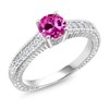 Gem Stone King 1.15 Ct Round Pink Created Sapphire E-F