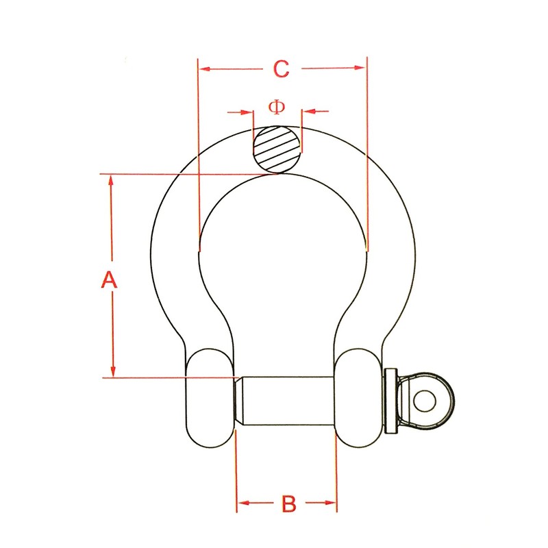 Stainless Steel 316 Forged Bow Shackle (2 Pieces 1/2" 12mm
