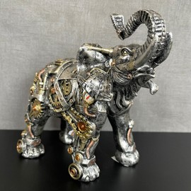 Darthome Steampunk Elephant Ornament Industrial Silver Resin Gothic African Animal Gift