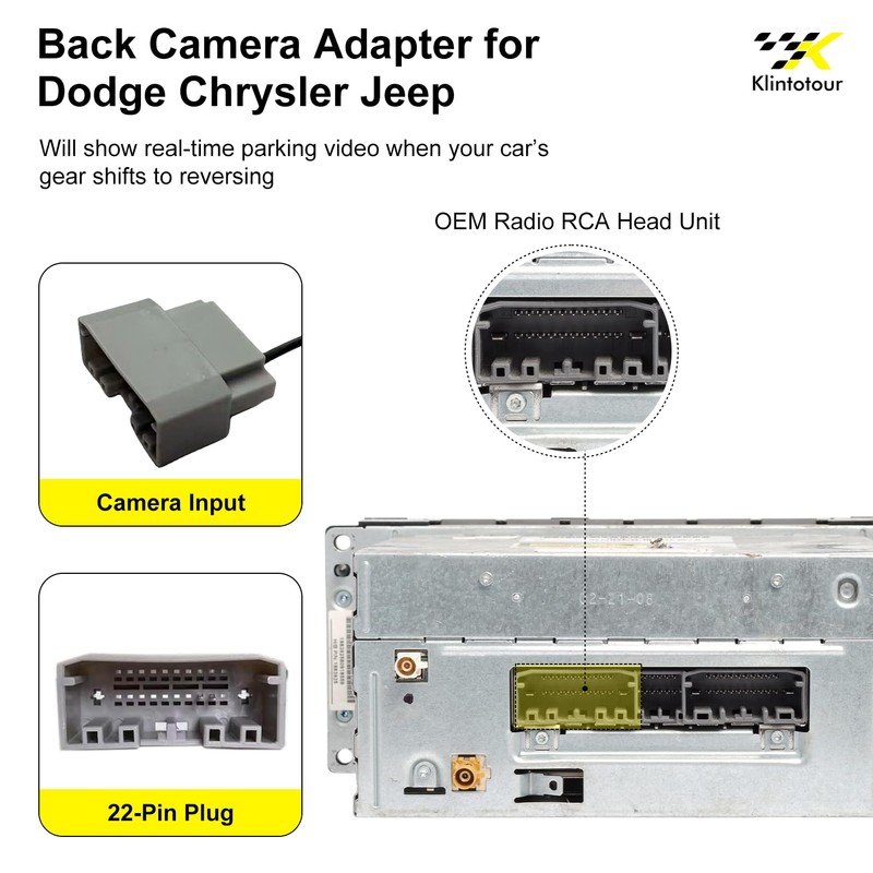 Backup Camera Harness Adapter Compatible with Chrysler 2008-2017/Dodge 2008-2020/Jeep 2008-2013/Volkswagen