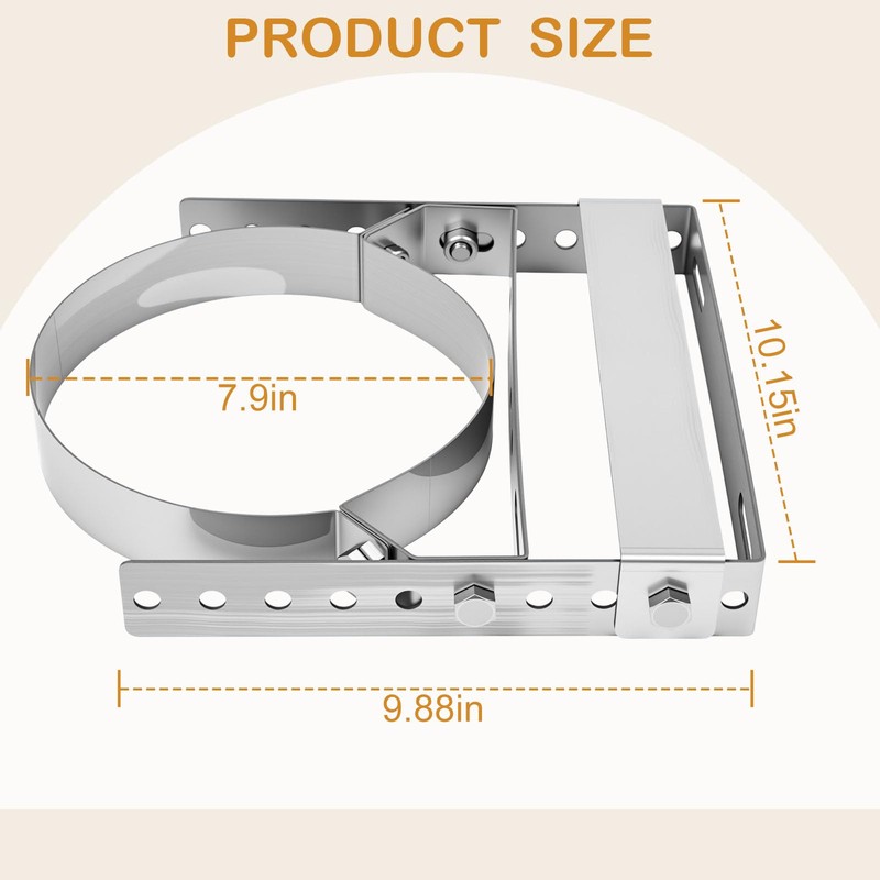 Zonon Silver 1 Pcs Adjustable Wall Bracket for Stove Pipe(8"