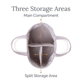 Natemia Diaper Caddy Organizer - Portable Rope Handles & 3 Compartments for Baby Items - Storage Basket for Newborn Essentials - Fits Spectra Breast Pump & Accessories - Registry Must Have (Beige)