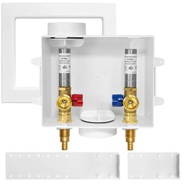 HeSun Washing Machine Outlet Box, 1/2 Inch Crimp Pex Inlet x 3/4 Inch MHT Outlet, Pex Washer Laundry Box with Center Drain,with Stainless Steel Arrestor