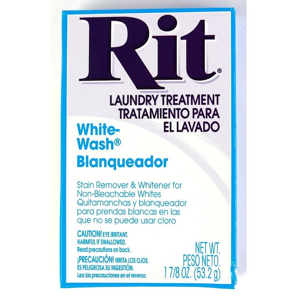 Rit Dye Laundry Treatment White-wash Stain Remover and Whitener Powder, 1-7/8 oz, White, 3-Pack