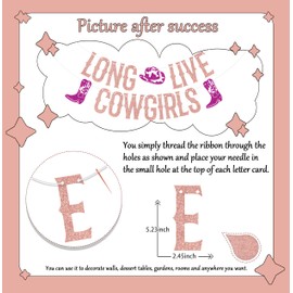 Long Live Cowgirls Banner, Lets Go Girls Decoration, Cowgirl Party Decoration, Last Rodeo Hen Party Decoration, Western Cowgirl Theme Birthday Bachelorette Party Supplies Rose Gold Glitter