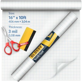 Self Adhesive Clear Glossy Laminating Roll 16” x 10ft 3 MIL Multipurpose Laminating Film Roll Peel and Stick