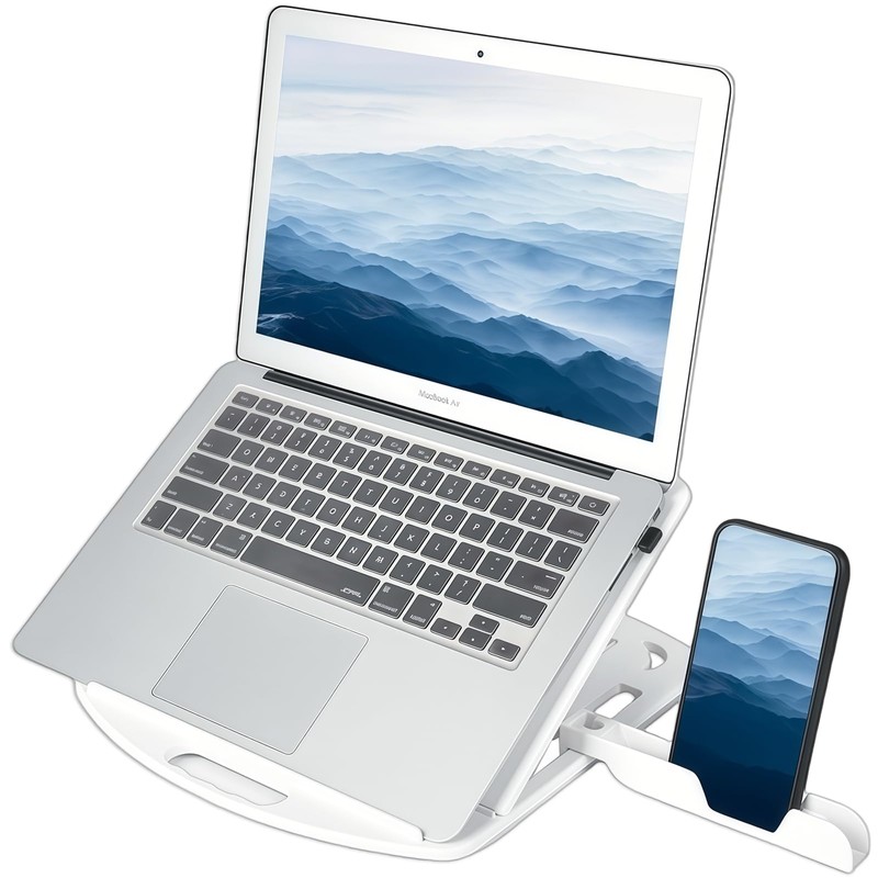 Laptop Stand with Smartphone Stand, 360° Rotation, Foldable, Anti-Slip, Adjustable