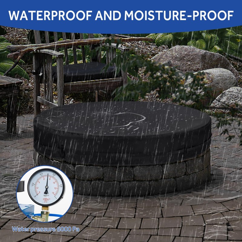 POLXIYY Round Fire Pit Cover, 52-56 Inch In Ground Fire