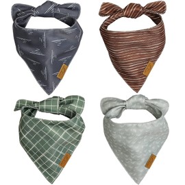 Remy+Roo Bandanas para perro – Paquete de 4 | Logan Set | Tela duradera de alta calidad | Forma única | Ajuste ajustable | Múltiples tamaños disponibles (grande)