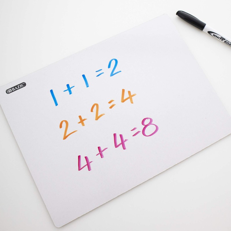 BAZIC Dry Erase Lap Board 9"x12" & Marker, Double Sided