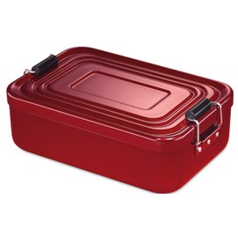 Küchenprofi Lunchbox aus Aluminium | für Erwachsene und Kinder | Brotdose mit Fächern, verstellbar | mit Silikondichtung | 18 × 12 × 5,5 cm | rot