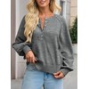 Saodimallsu Womens Button Crew Neck Sweater Fall Long Sleeve Henley
