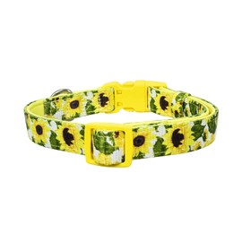 Olahibi Neoprene Padded Dog Collar, Soft and Comfortable, Floral Pattern, for Small Dogs.(Small, Sunflower)
