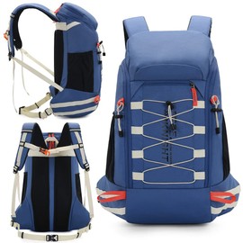 Mochila de senderismo ligera e impermeable de 40 L con cubierta para lluvia, mochila de viaje deportiva al aire libre para ciclismo, esquí, camping, escalada, (Azul)