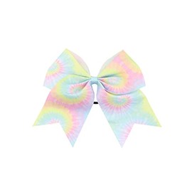 Tie Dye Hair Bows for Cheer Girls Come Ponytail Holder Bow Tie Dye Large Cheer Bowknot PHB02 (D1)