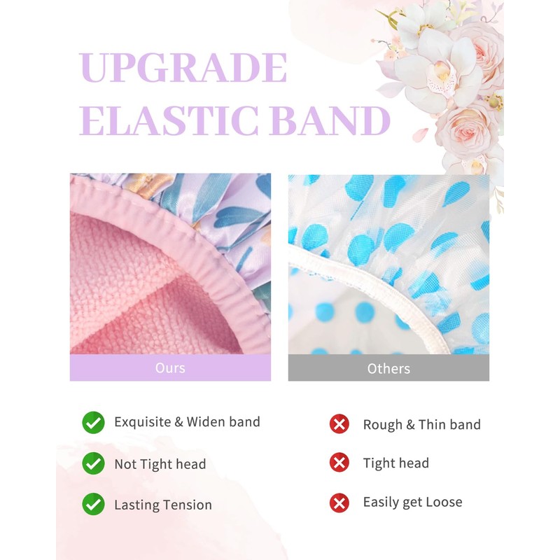 Gootty Shower Cap, Terry lined Reusable shower caps, Waterproof Large