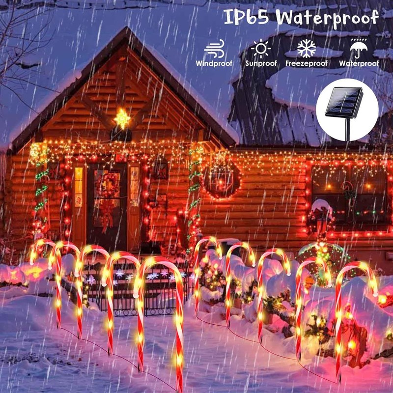 20 Pack Solar Christmas Candy Cane Lights, Christmas Decorations Outdoor