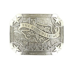 Nocona Men's Republic of Texas Buckle, Silver, One Size, Silver, One Size