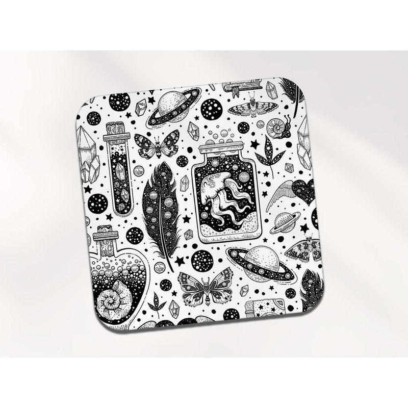Witchcraft Square Coaster - Pattern Stars Witch Coven Magical Ritual